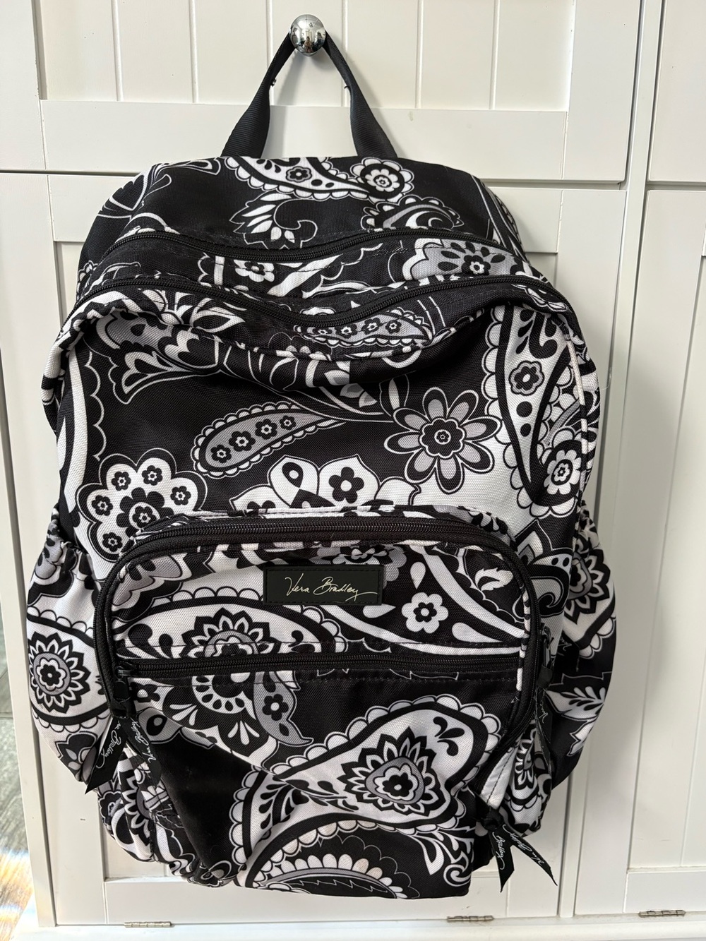 Vera Bradley Black & White Paisley Floral Backpack